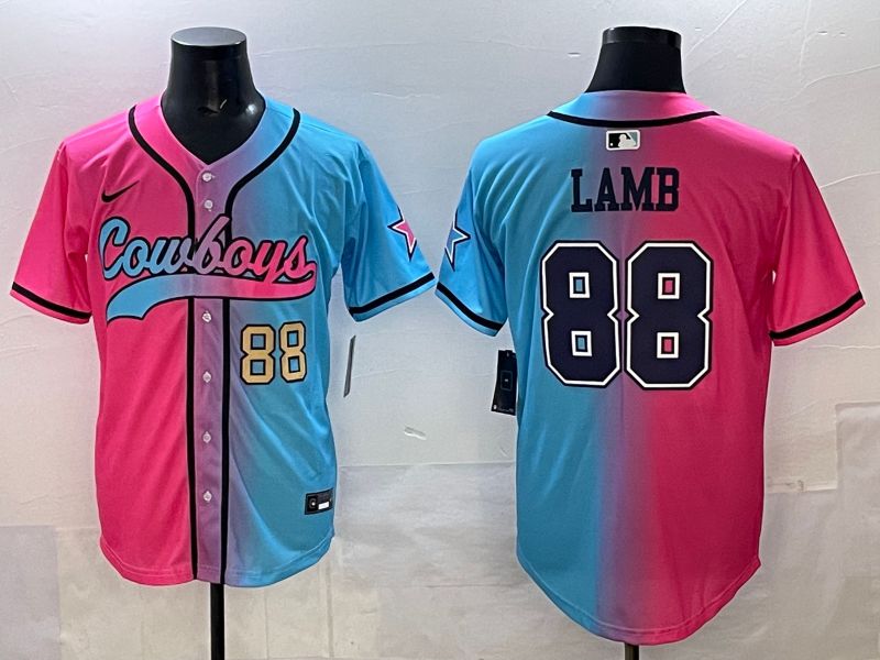 Men 2025 Dallas Cowboys #88 Lamb Blue pink Nike Limited NFL Jersey style 003